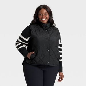 A New Day - Women's Quilted Vest - A New Day Black 1X Black